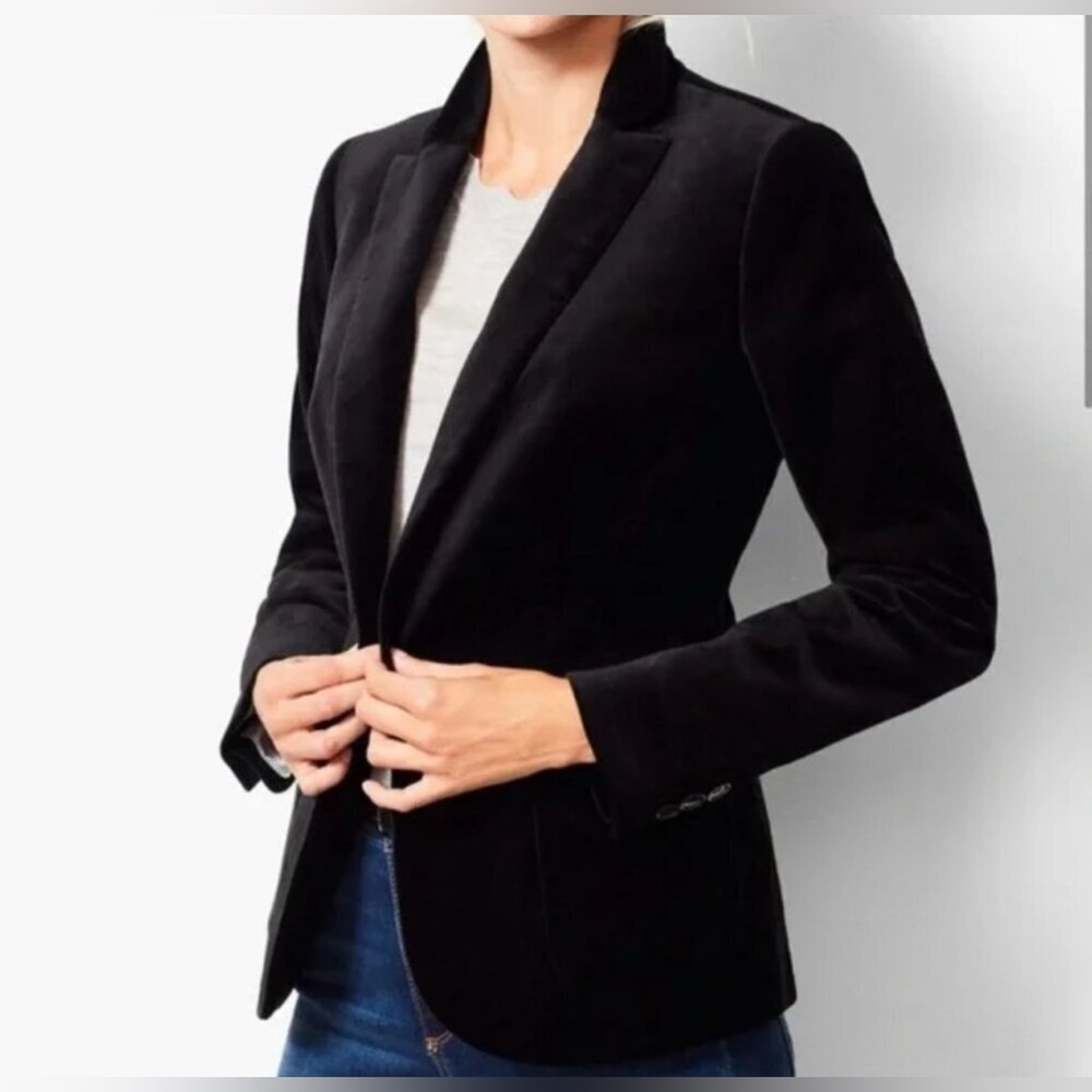 Like New! TALBOTS Classic Black Velvet Single Button Blazer